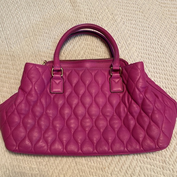 Vera Bradley Quilted Leather Emma Satchel- Fuschia - Picture 2 of 7